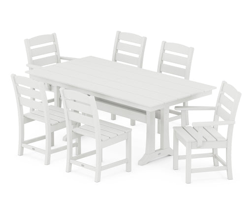 POLYWOOD Lakeside 7-Piece Farmhouse Trestle Dining Set in Vintage White image