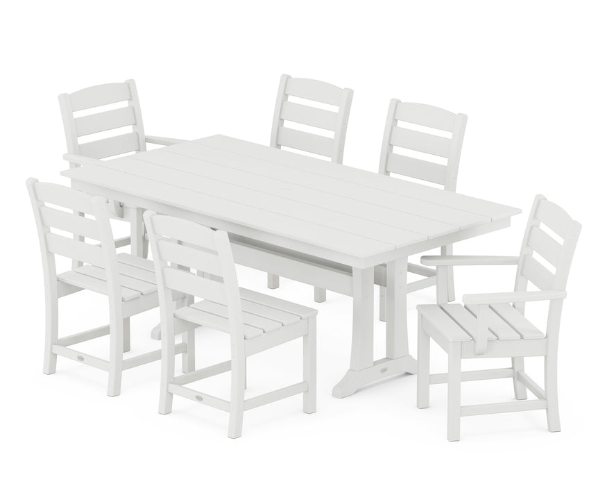 POLYWOOD Lakeside 7-Piece Farmhouse Trestle Dining Set in Vintage White image