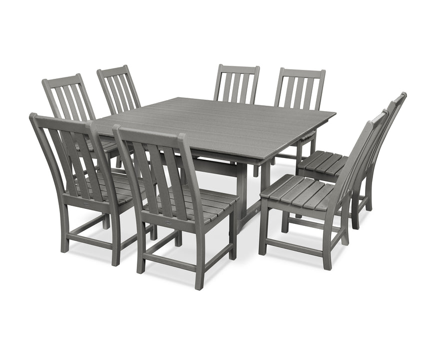 POLYWOOD Vineyard 9-Piece Farmhouse Trestle Dining Set in Slate Grey