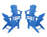 POLYWOOD 4-Piece Nautical Curveback Adirondack Chair Conversation Set in Pacific Blue image