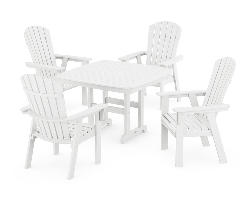 POLYWOOD Nautical Curveback Adirondack 5-Piece Dining Set in White