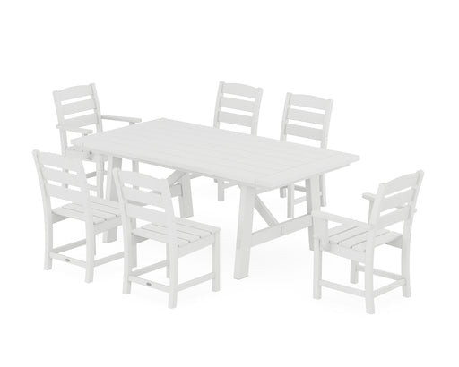 POLYWOOD Lakeside 7-Piece Rustic Farmhouse Dining Set in White image