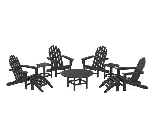 POLYWOOD Classic Adirondack Chair 9-Piece Conversation Set in Black image