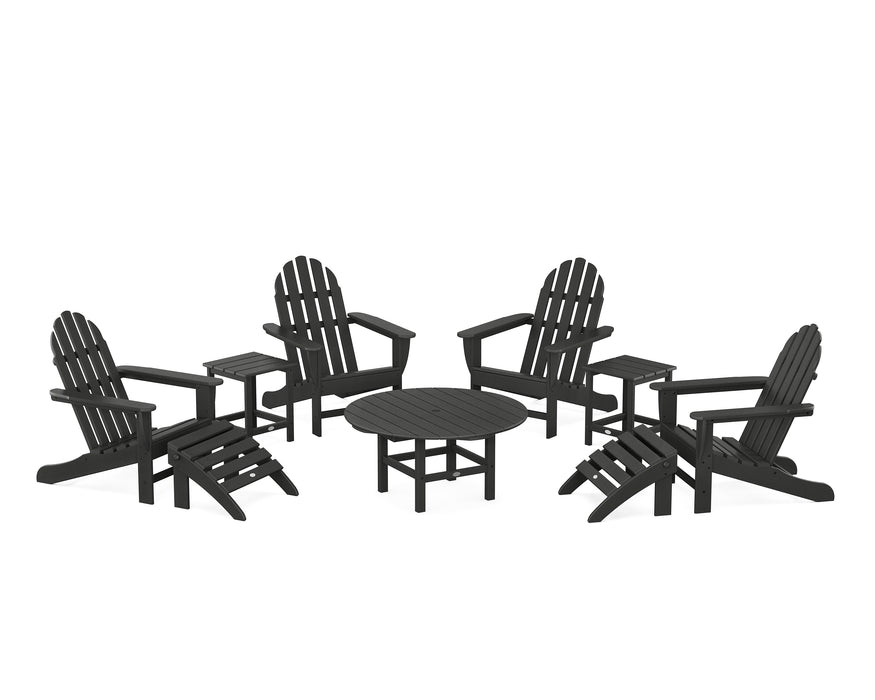 POLYWOOD Classic Adirondack Chair 9-Piece Conversation Set in Black image