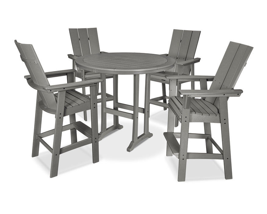 POLYWOOD Modern Curveback Adirondack 5-Piece Nautical Trestle Bar Set in Slate Grey image