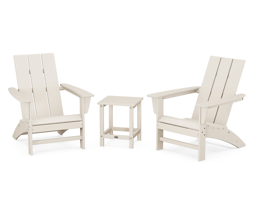 POLYWOOD Modern 3-Piece Adirondack Set with Long Island 18" Side Table in Sand image