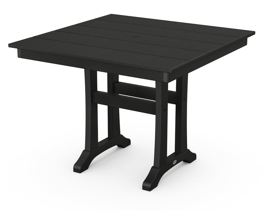 POLYWOOD Farmhouse Trestle 37" Dining Table in Black