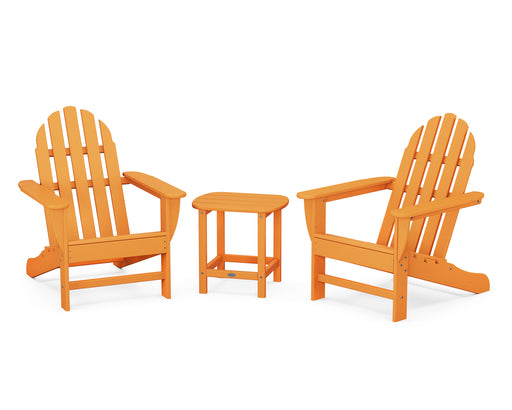 POLYWOOD Classic Adirondack 3-Piece Set with South Beach 18" Side Table in Tangerine image