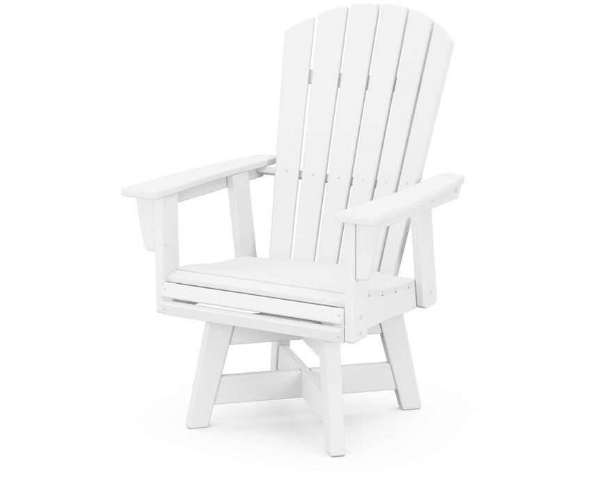 POLYWOOD Nautical Curveback Adirondack Swivel Dining Chair in White image