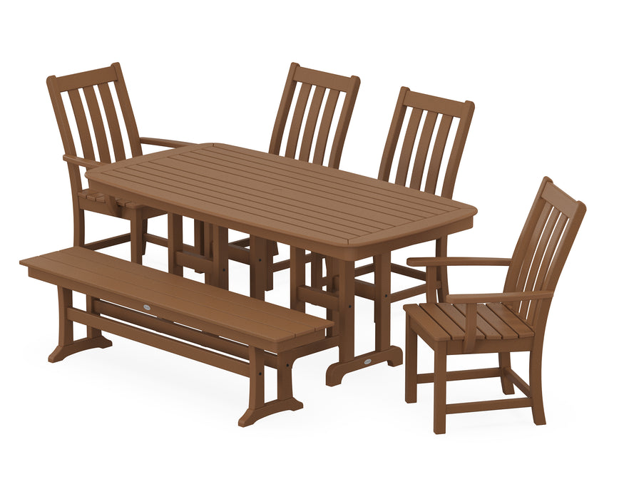 POLYWOOD Vineyard 6-Piece Dining Set with Bench in Teak