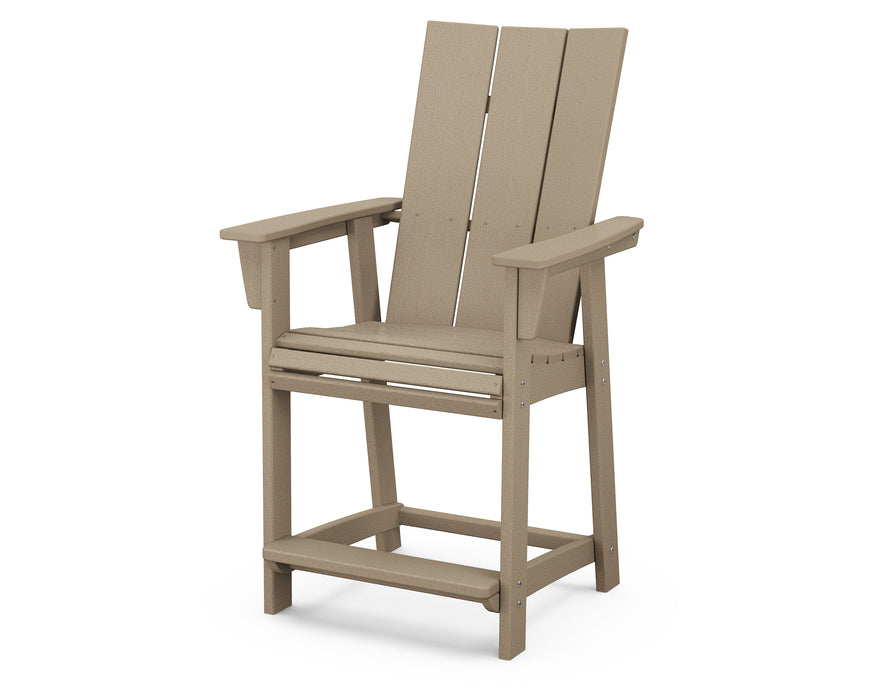 POLYWOOD Modern Curveback Adirondack Counter Chair in Vintage Sahara