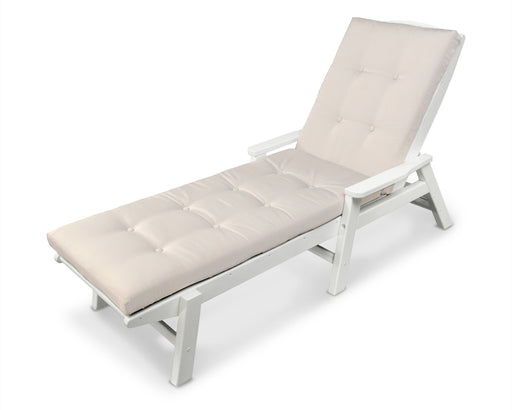 POLYWOOD Nautical Chaise with Arms and Ateeva Luxe Cushion in White / Bird's Eye image