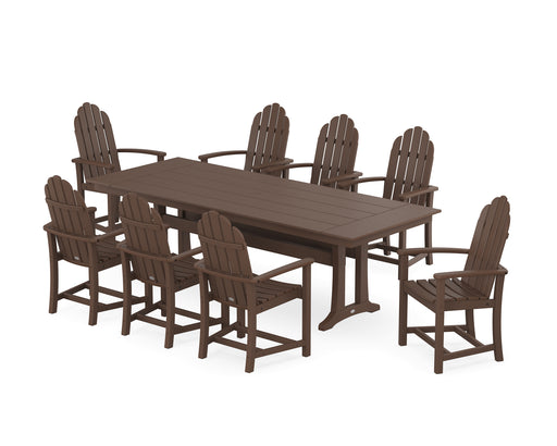 POLYWOOD Classic Adirondack 9-Piece Farmhouse Dining Set with Trestle Legs in Mahogany image