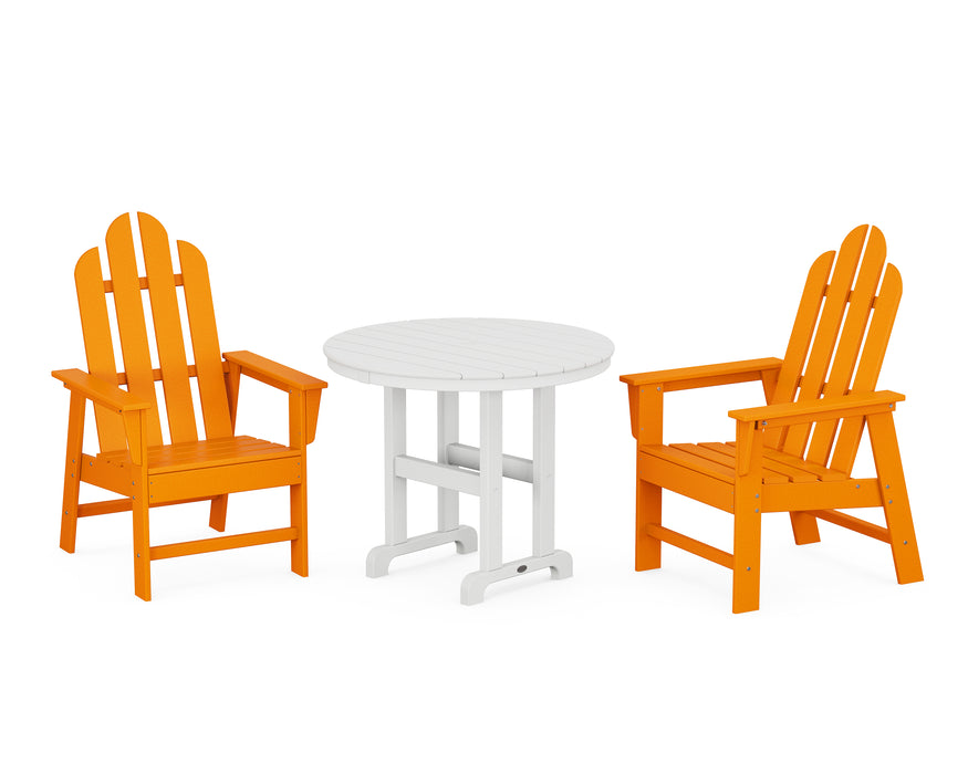 POLYWOOD Long Island 3-Piece Round Dining Set in Tangerine