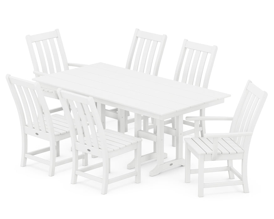 POLYWOOD Vineyard 7-Piece Farmhouse Dining Set in White