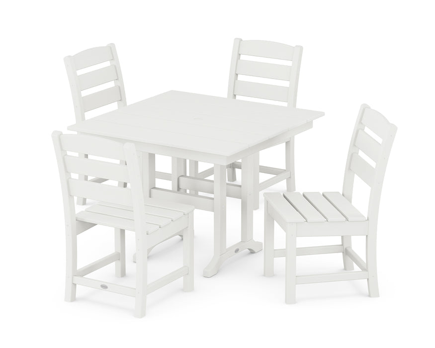 POLYWOOD Lakeside Side Chair 5-Piece Farmhouse Dining Set in Vintage White image