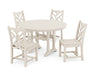 POLYWOOD Chippendale Side Chair 5-Piece Round Dining Set With Trestle Legs in Sand image