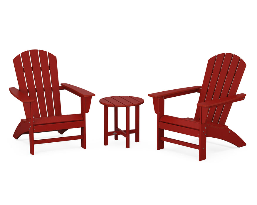 POLYWOOD Nautical 3-Piece Adirondack Set in Classic Red