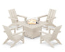 POLYWOOD Modern 5-Piece Adirondack Chair Conversation Set with Fire Pit Table in Sand image