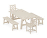 POLYWOOD Chippendale 5-Piece Rustic Farmhouse Dining Set With Benches in Sand image