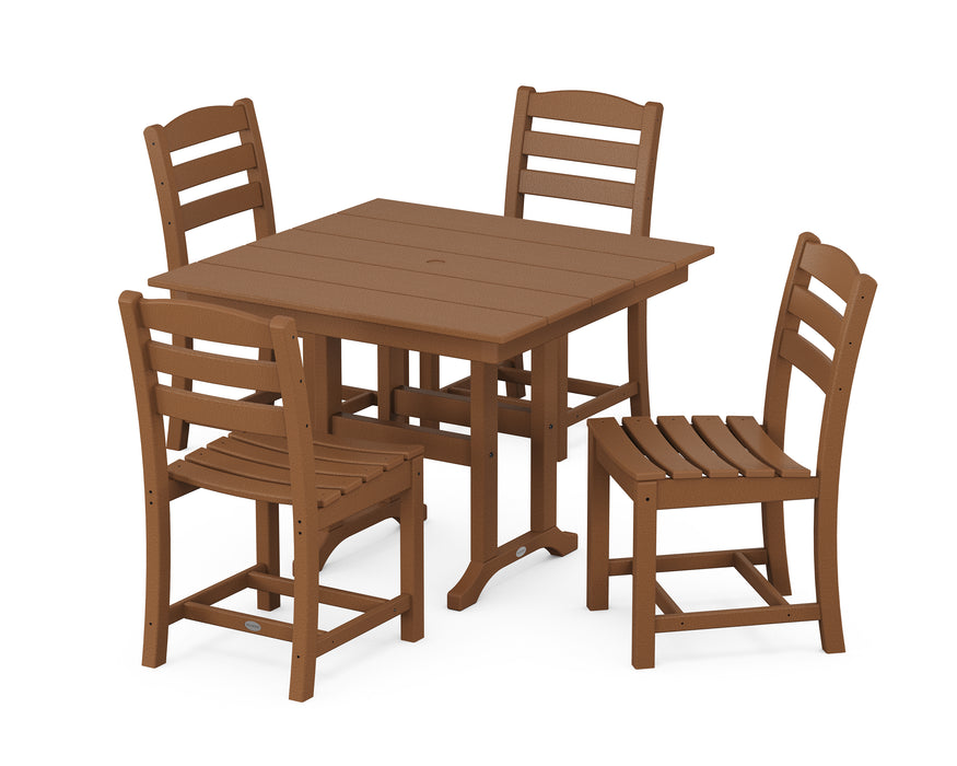 POLYWOOD La Casa Cafe Side Chair 5-Piece Farmhouse Dining Set in Teak image