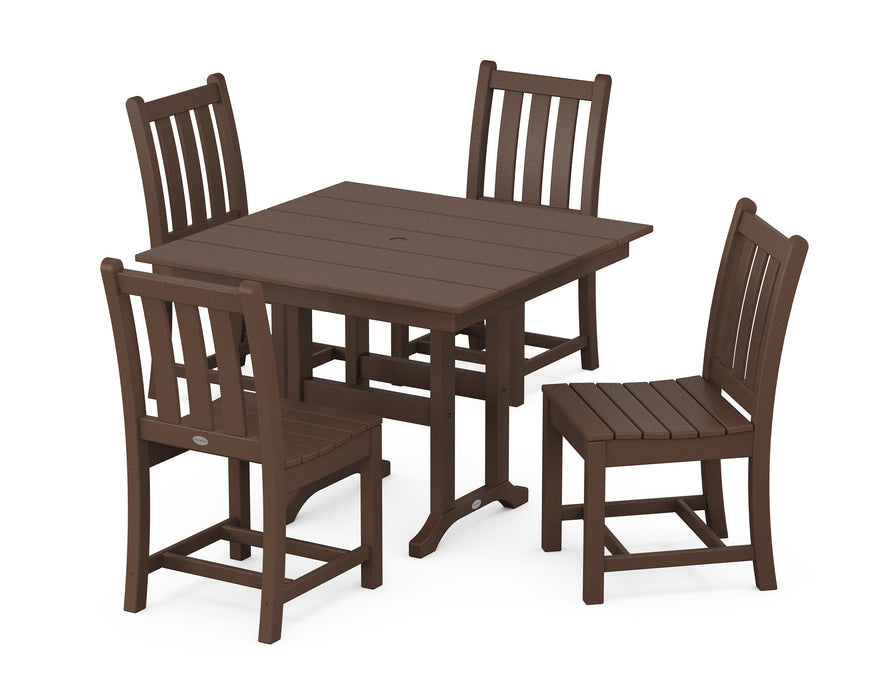 POLYWOOD Traditional Garden Side Chair 5-Piece Farmhouse Dining Set in Mahogany image