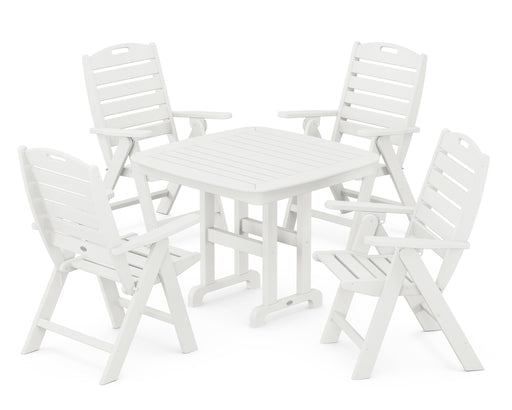 POLYWOOD Nautical Highback Chair 5-Piece Dining Set in Vintage White image