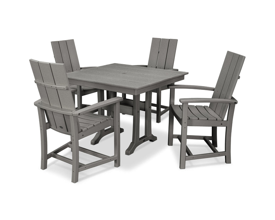 POLYWOOD Modern Adirondack 5-Piece Farmhouse Trestle Dining Set in Slate Grey image