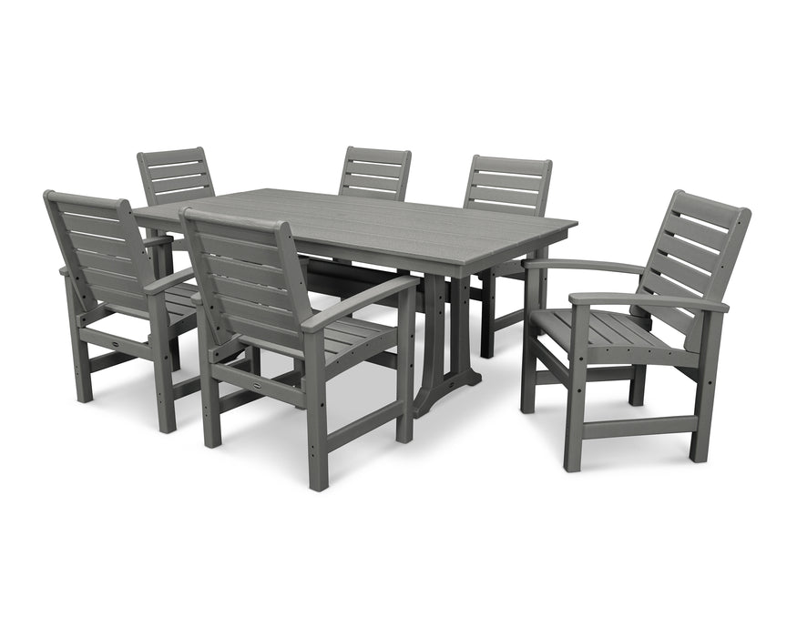 POLYWOOD Signature 7-Piece Farmhouse Dining Set with Trestle Legs in Slate Grey image