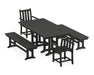 POLYWOOD Traditional Garden 5-Piece Farmhouse Dining Set with Benches in Black image