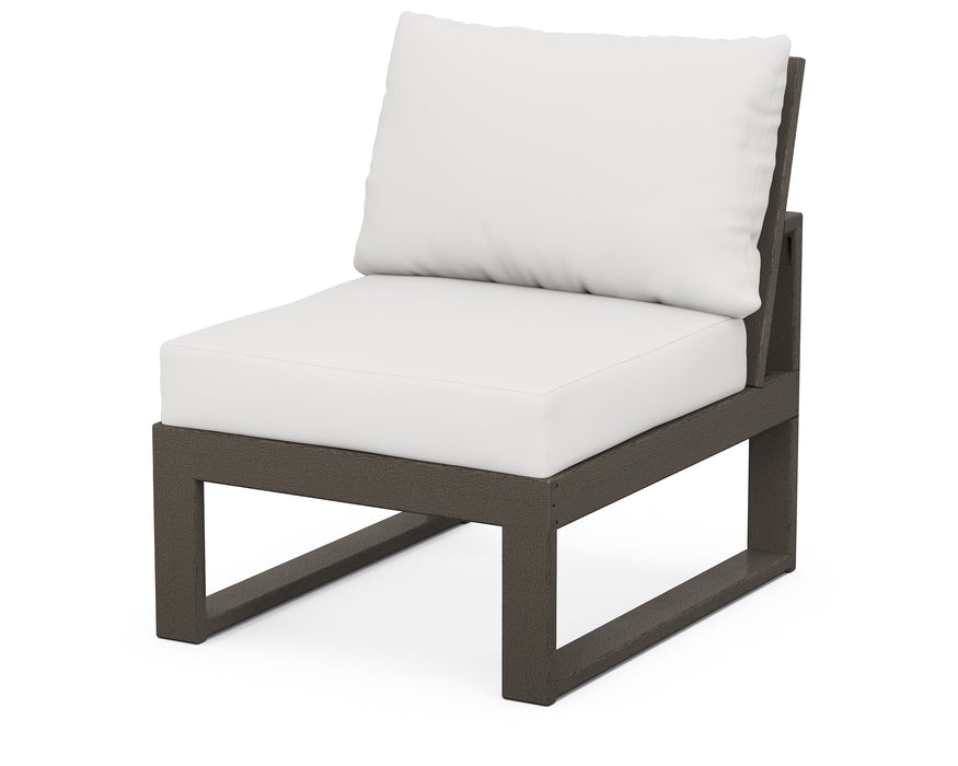 POLYWOOD Modular Armless Chair in Vintage Coffee / Natural Linen
