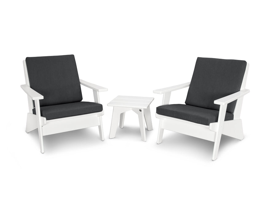 POLYWOOD Riviera Modern Lounge 3-Piece Set in White / Spectrum Carbon image