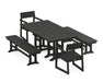 POLYWOOD EDGE 5-Piece Farmhouse Dining Set with Benches in Black image