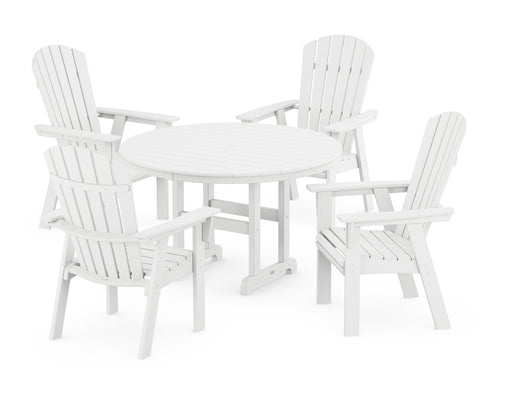 POLYWOOD Nautical Adirondack 5-Piece Round Farmhouse Dining Set in White image