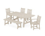 POLYWOOD Traditional Garden 6-Piece Rustic Farmhouse Dining Set With Bench in Sand image