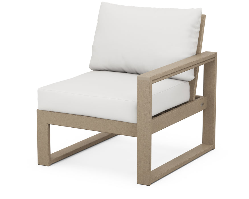 POLYWOOD EDGE Modular Right Arm Chair in Vintage Sahara / Natural Linen