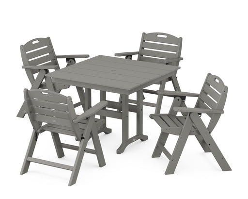 POLYWOOD Nautical Lowback Chair 5-Piece Farmhouse Dining Set in Slate Grey image