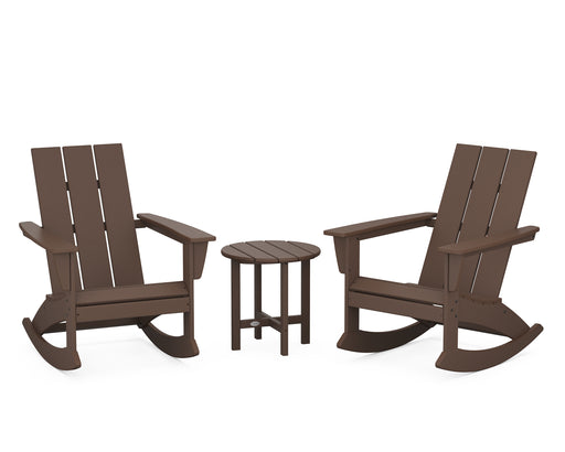 POLYWOOD Modern 3-Piece Adirondack Rocking Chair Set in Mahogany image