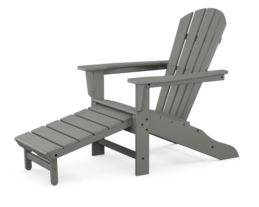 POLYWOOD Palm Coast Ultimate Adirondack with Hideaway Ottoman in Slate Grey