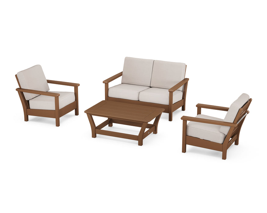 POLYWOOD Harbour 4-Piece Deep Seating Set in Teak / Dune Burlap image