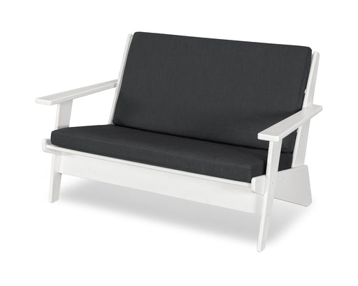 POLYWOOD Riviera Modern Lounge Loveseat in White / Spectrum Carbon image