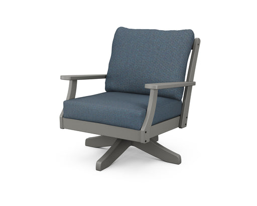 POLYWOOD Braxton Deep Seating Swivel Chair in Slate Grey / Sancy Denim image