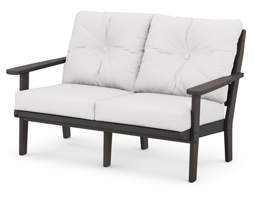 POLYWOOD Lakeside Deep Seating Loveseat in Vintage Coffee / Natural Linen image