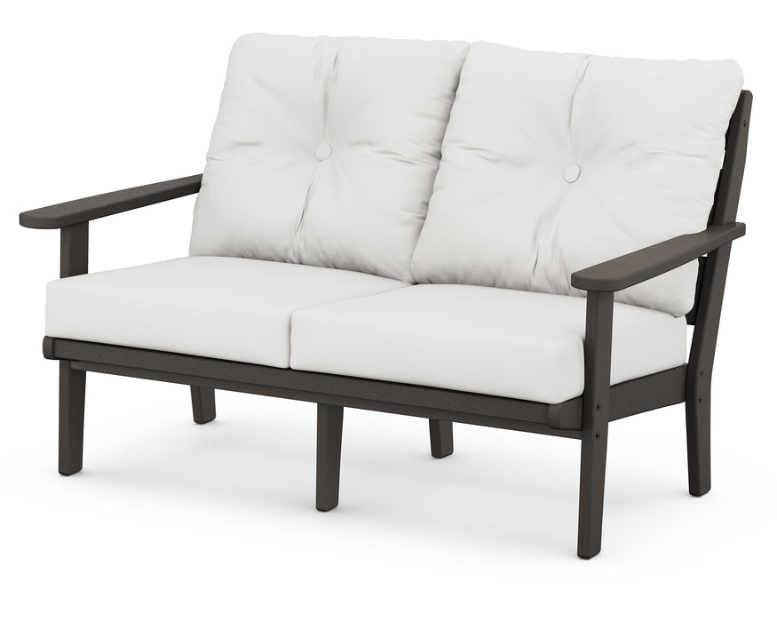 POLYWOOD Lakeside Deep Seating Loveseat in Vintage Coffee / Natural Linen image