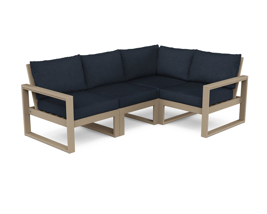 POLYWOOD EDGE 4-Piece Modular Deep Seating Set in Vintage Sahara / Marine Indigo image