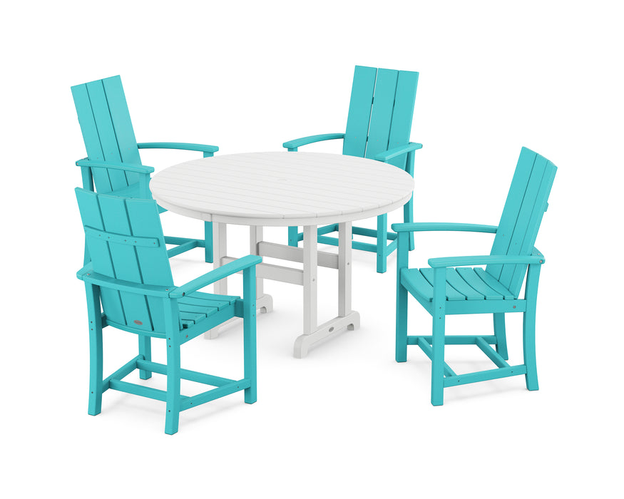 POLYWOOD Modern Adirondack 5-Piece Round Farmhouse Dining Set in Aruba