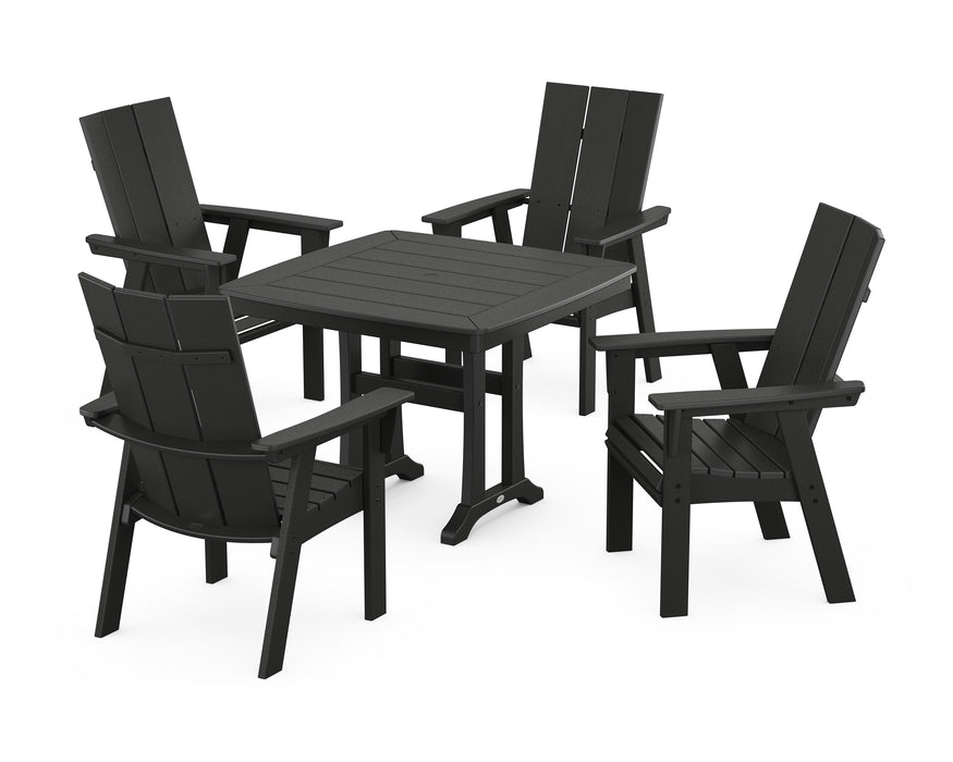 POLYWOOD Modern Adirondack 5-Piece Dining Set with Trestle Legs in Black