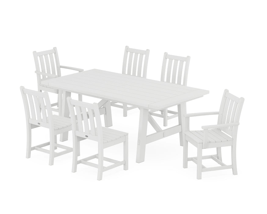 POLYWOOD Traditional Garden 7-Piece Rustic Farmhouse Dining Set in White image