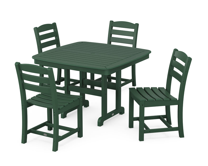 POLYWOOD La Casa Cafe Side Chair 5-Piece Dining Set with Trestle Legs in Green