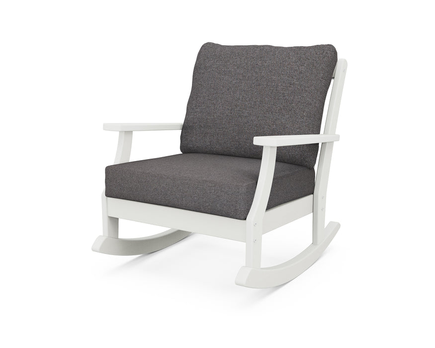 POLYWOOD Braxton Deep Seating Rocking Chair in Vintage White / Ash Charcoal